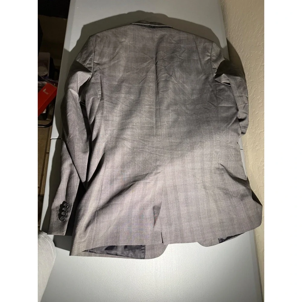Banana Republic Mens 42R Tailored Fit Grey Plaid Blazer Jacket 415439-00